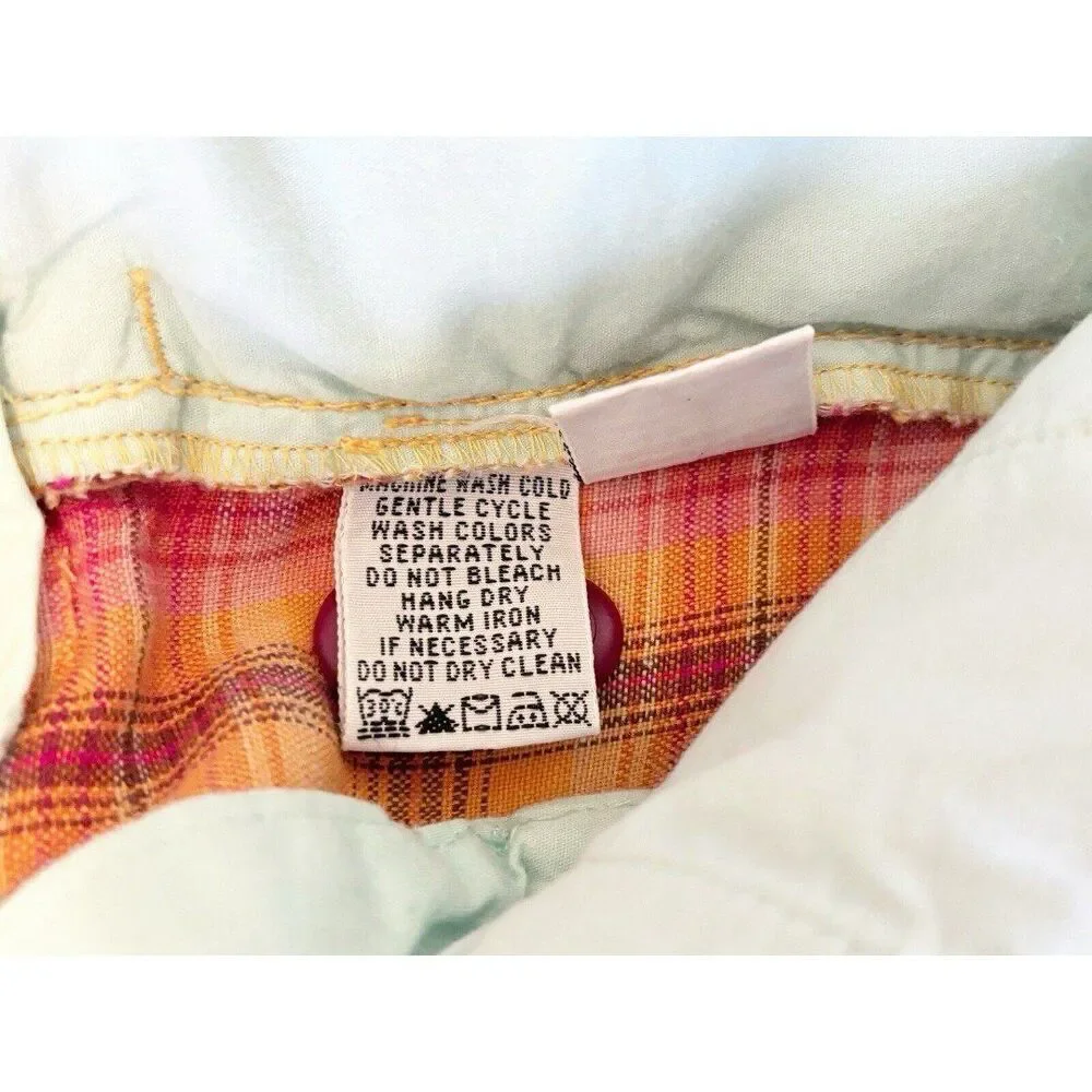 Tommy Bahama Relax Orange Plaid 100% Linen Flat Front Shorts Size 35